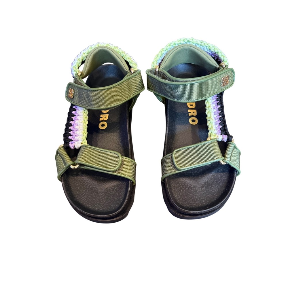 Sandro Sporty Sandals Lug Sole Braided Straps Olive Green Purple Size 36 Size 6 - Picture 2 of 6